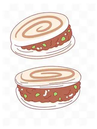 卡通手绘特色小吃肉夹馍线条插 i>画 /i>矢量装饰