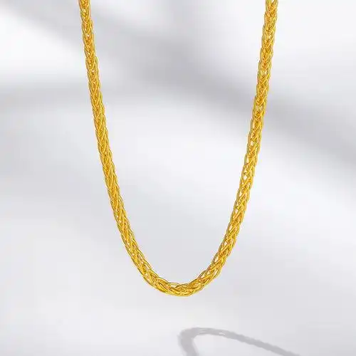 周六福黄金项链女款计价足金肖邦链简约素链颈饰金链子情人节礼物