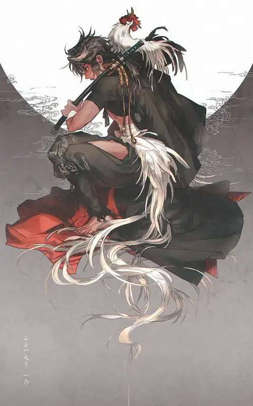 日本画师浮世绘风武士古朴霸气