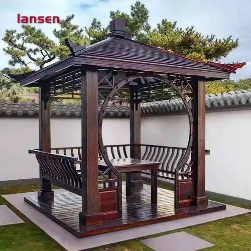 防腐木凉亭厂家定做长方形防腐木凉亭长廊凉亭四角防腐木凉亭定做包