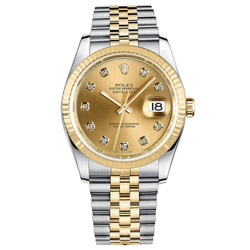 [9.5新]劳力士日志型18k黄金/钢自动机械手表男116233二手正品