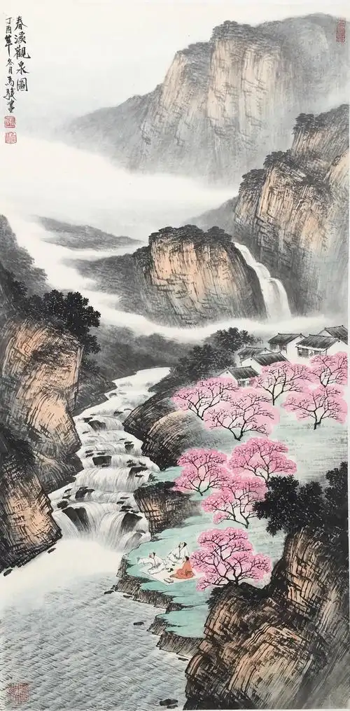马骏笔下的桃花源山水画
