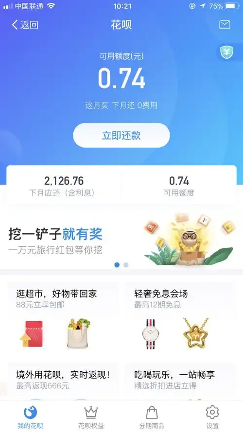 求一张苹果花呗界面的截图要无逾期的
