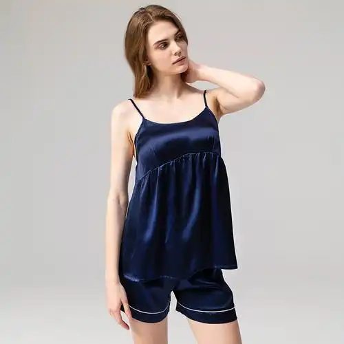 sigi丝界2020年新款真丝吊带短裤睡衣套装性感睡衣