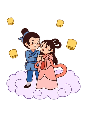 七夕卡通矢量风牛郎织女ip形象