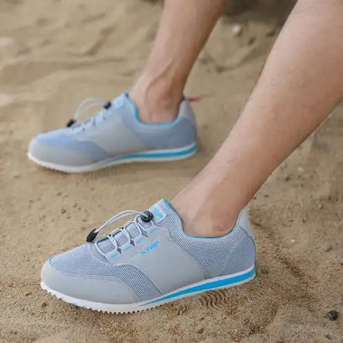 特步男鞋夏季休闲鞋款透气超轻运动鞋子男士旅游鞋 灰兰 39 - 京东