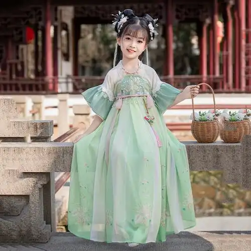 夏款古风超仙儿童襦裙樱花公主中国风高端童装古装汉服女童春秋款