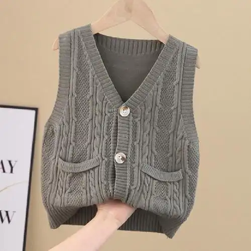 男童春秋款马甲婴儿针织毛线毛衣坎肩外穿洋气儿童宝宝开衫小背心开衫