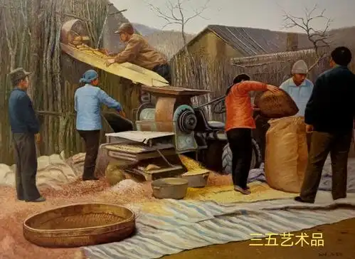 三五艺术品:朝鲜人民艺术家金圣民《农村东北往事》油画作品赏析