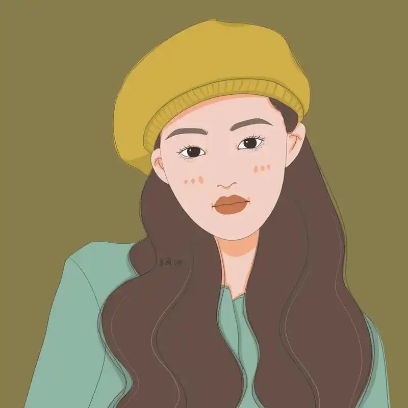 插画 | 头像 | 戴黄色贝雷帽的小仙女 图片92二改92商用92去