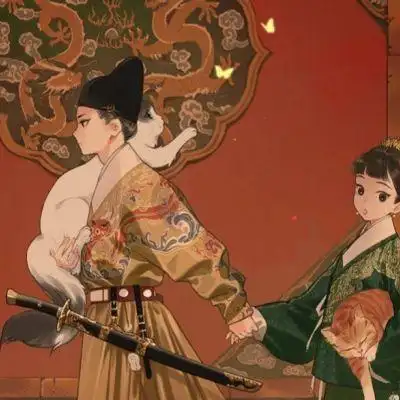 手绘古风情侣头像