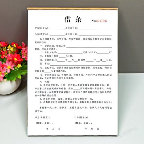 启画堂 民间借贷借款协议书a4单联个人手写借条私人借款合同单据借款