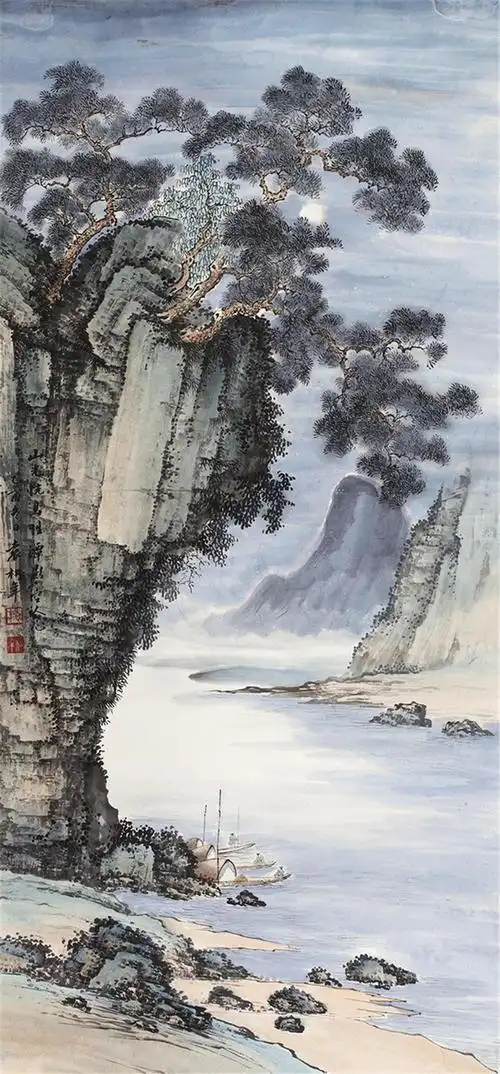 袁松年 山水 立轴 设色纸本