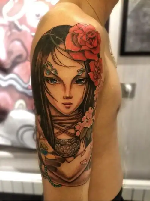 帅哥手臂漂亮的姑娘纹身图案