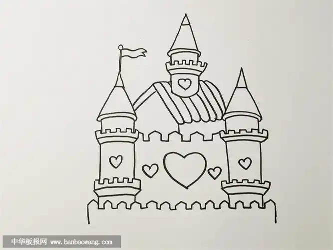 迪士尼城堡简笔画教程
