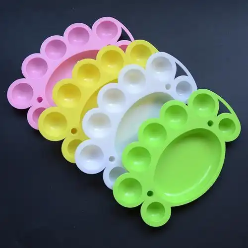 【工厂批发价】大小梅花脚丫彩色白色调色颜料盘学生美术调色板