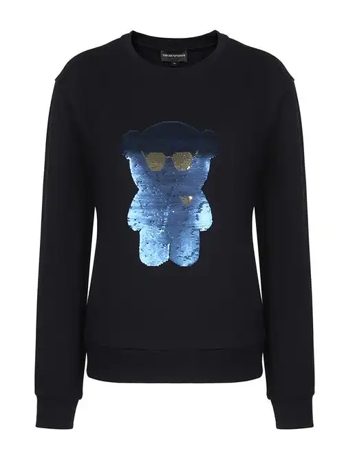 emporio armani/安普里奥阿玛尼 藏蓝色 女士小熊系列趣味闪片卡通