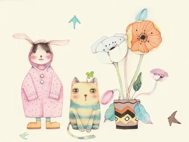 唯美清新水彩手绘插画