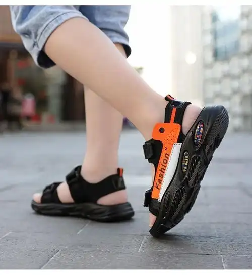 男童凉鞋学生中大童沙滩鞋男宝宝夏季儿童凉鞋防滑凉鞋软底鞋织布pub