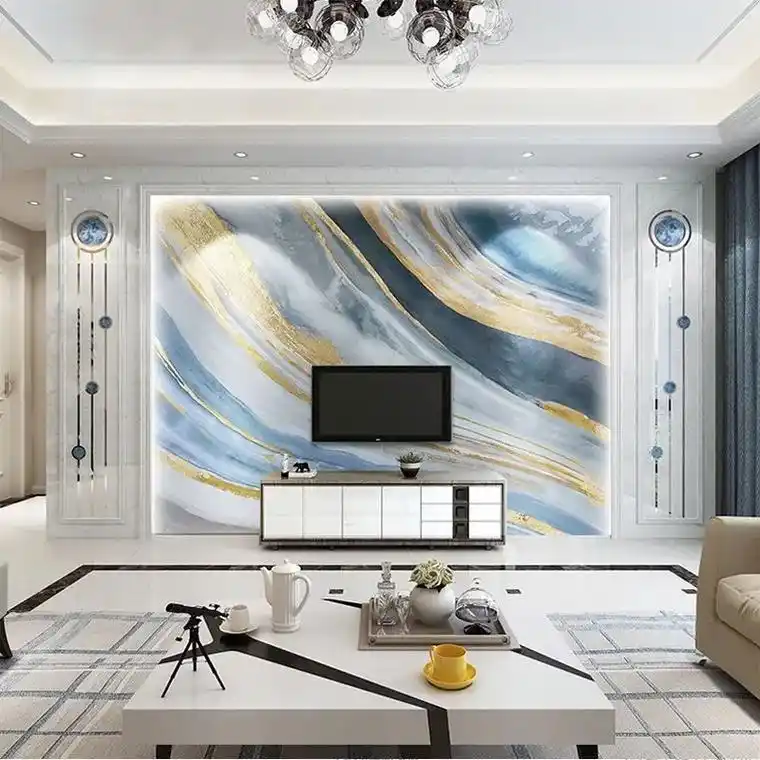 现代轻奢电视背景墙壁画仿大理石纹背景壁布.定制18d超立体背 - 抖音