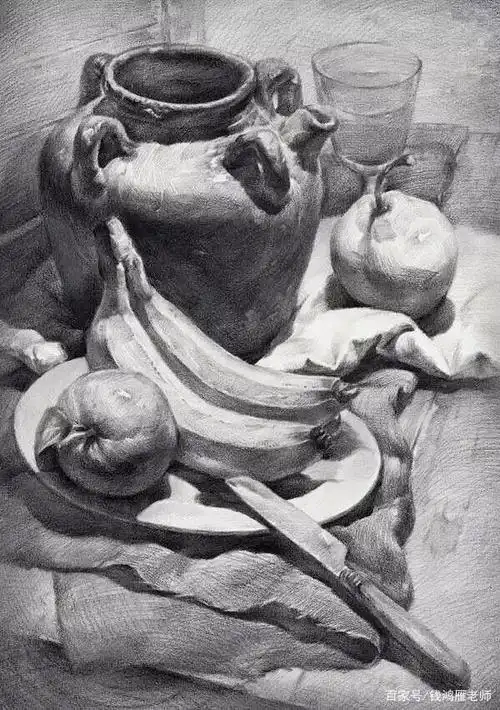 临摹精选!联考风素描静物组合范画!赶快收藏吧!