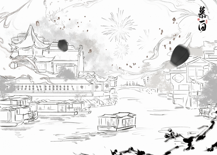 图益拼图|《夜泊秦淮》_慕白__-站酷zcool