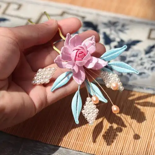 缠花发簪编珠辑珠花汉服配饰发饰古装简约百搭古风明制珍珠步摇