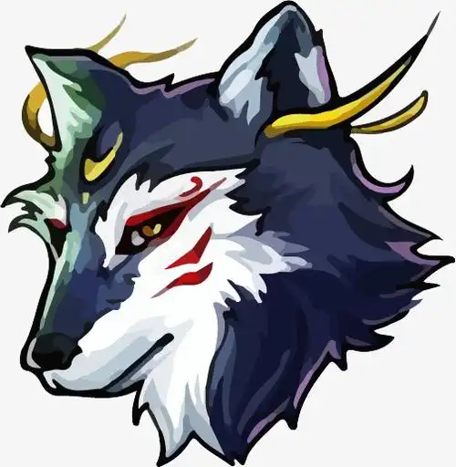 手绘风格动物狼头气质免抠