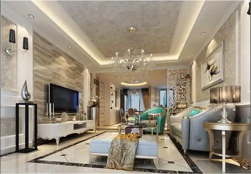 简欧风格三居室客厅吊顶装修效果图大全#742342427