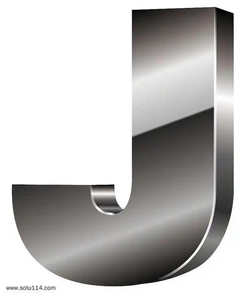 银色金属质感立体3d小写字母j图片png免抠元素卡通手绘背景装饰免扣
