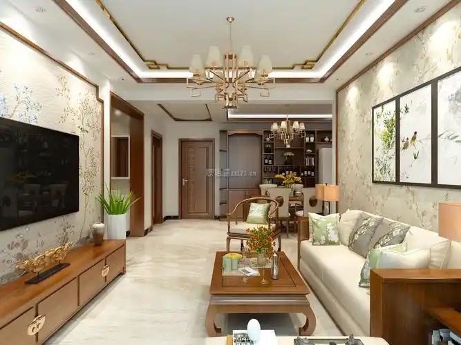 高邮海天景苑中式风格90平米设计方案 _装信通网