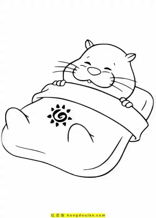 11张阳光灿烂的可爱小仓鼠涂色卡通简笔画