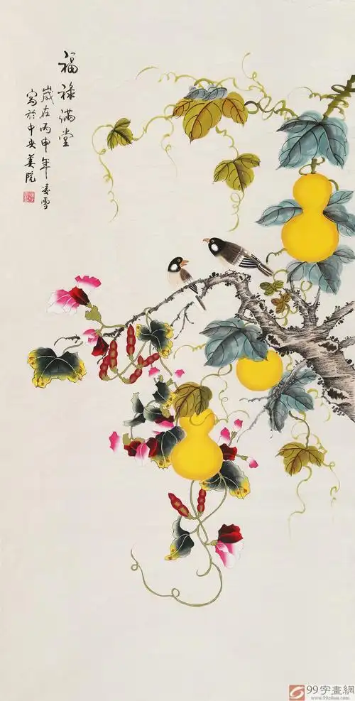 北京美协凌雪四尺《福禄满堂》 - 葫芦画 - 99字画网