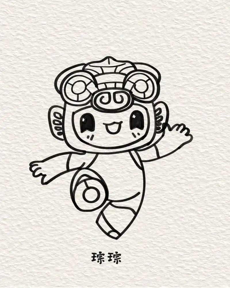 亚运会吉祥物琮琮简笔画#亚运吉祥物冲冲冲 #亚运会 #简笔画 - 抖音