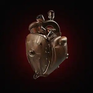 蒸汽朋克机械手技术心脏. 装有管子的发动机照片