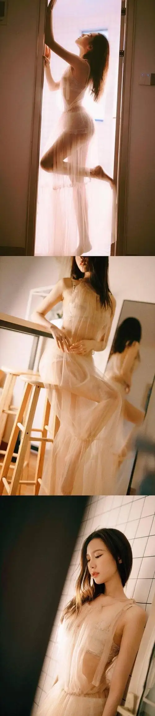 透明蕾丝裙,浴室超美写真