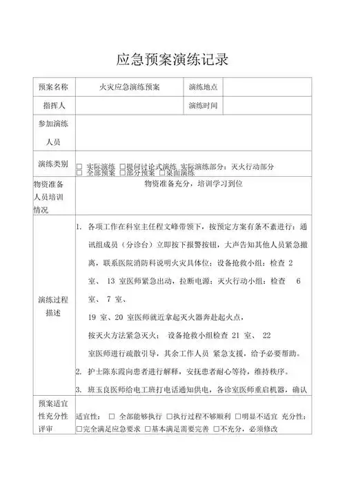 科室火灾应急预案演练记录