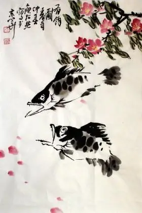 写意国画桂鱼 - 花鸟画 - 99字画网