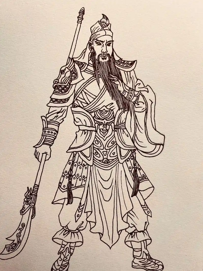 武圣关羽 临摹自史建期老师.#临摹练习 #白描 #手绘 - 抖音