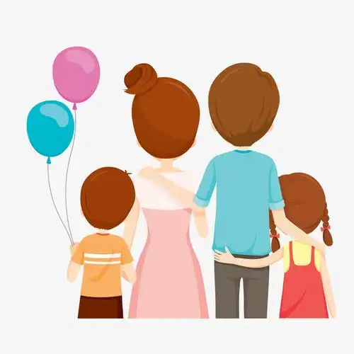 矢量手绘一家四口场景