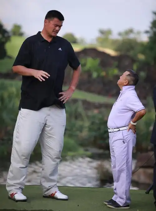 看姚明曾志伟同台比身高