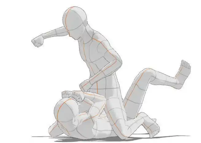 绘画参考#双人打斗动态参考图源网络,侵删