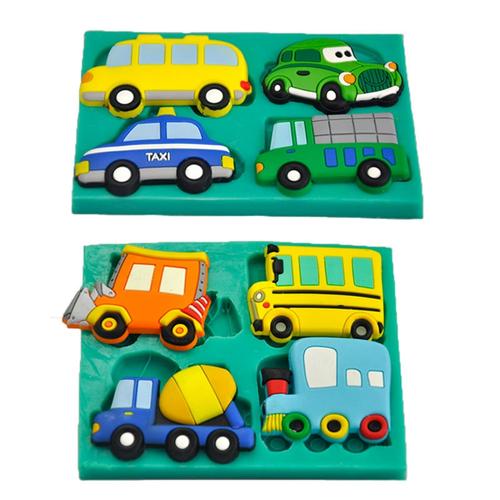 小汽车警车救护车消防车 交通工具翻糖蛋糕硅胶模具 巧克力粘土模