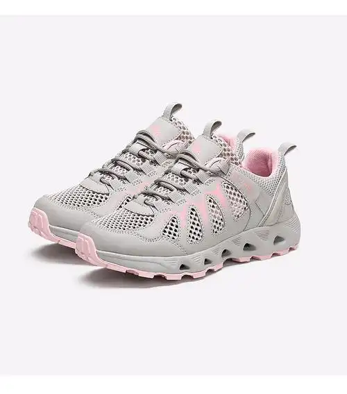 骆驼春季新款网面透气女士舒适运动鞋轻盈百搭厚底系带休闲鞋深蓝粉36