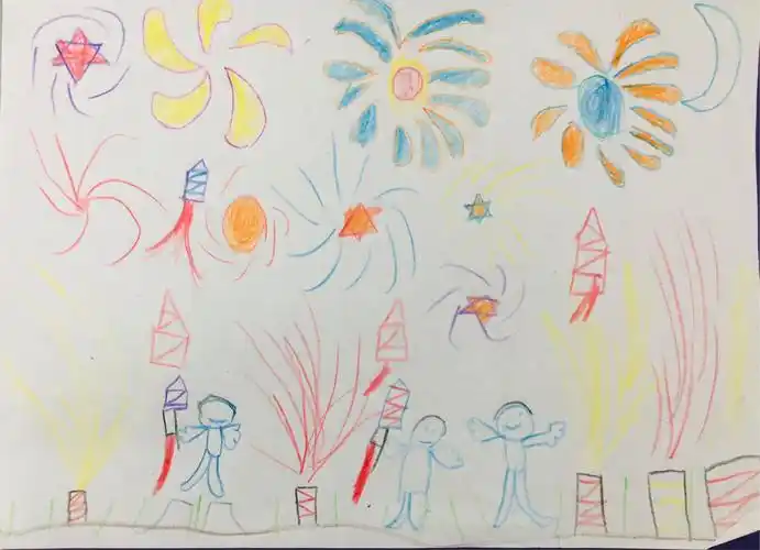 《五彩的烟花》我们班的同学特别值得表扬,满分作品的最多最棒