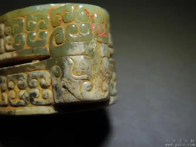 古玉老玉/汉代三兽面纹双层玉琮/生坑包老