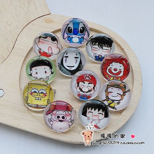 加菲猫 孙悟空 剪刀手水晶玻璃胸章徽章时光宝石胸针饰品