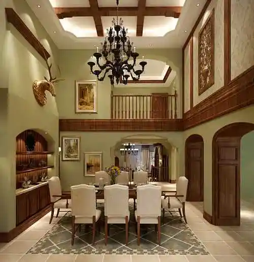 绿地剑桥700平别墅美式乡村效果图