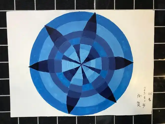 水粉渐变画 蓝色