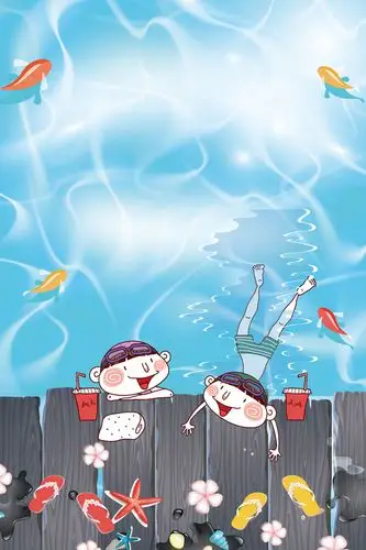 夏天儿童游泳培训班海报背景素材